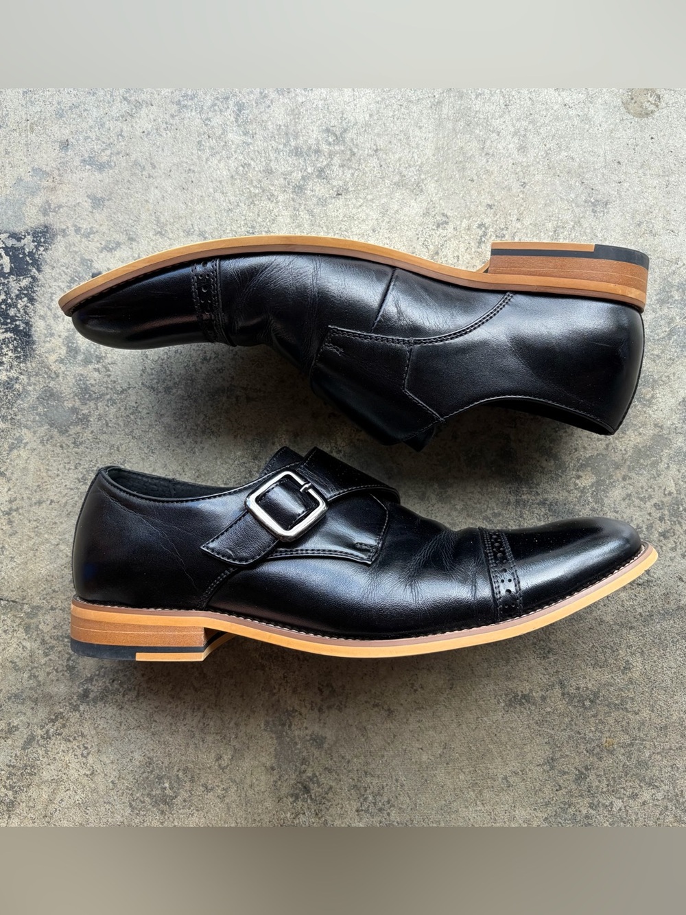 Stacy Adams Desmond Cap Toe Monk Strap Black